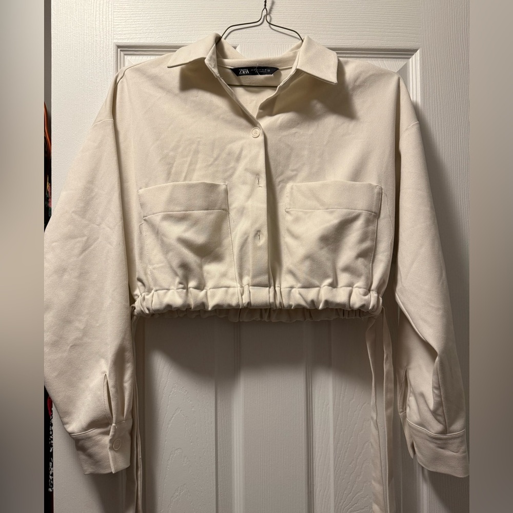 ZARA cropped collared shirt
